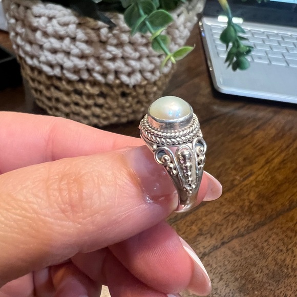 Pearl Sterling Silver Ring Size 6.5 - Picture 3 of 10